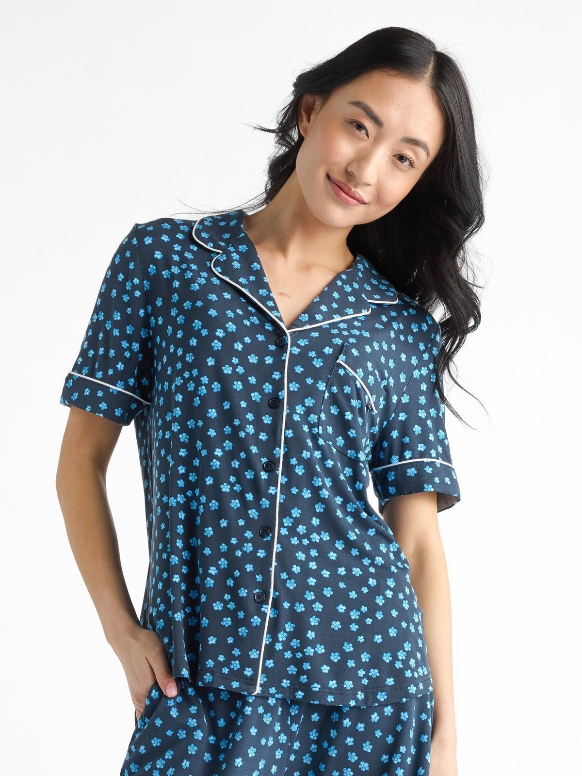 Women's Bamboo Stretch-Knit Short Sleeve & Pant Pajama Set - Last Chance