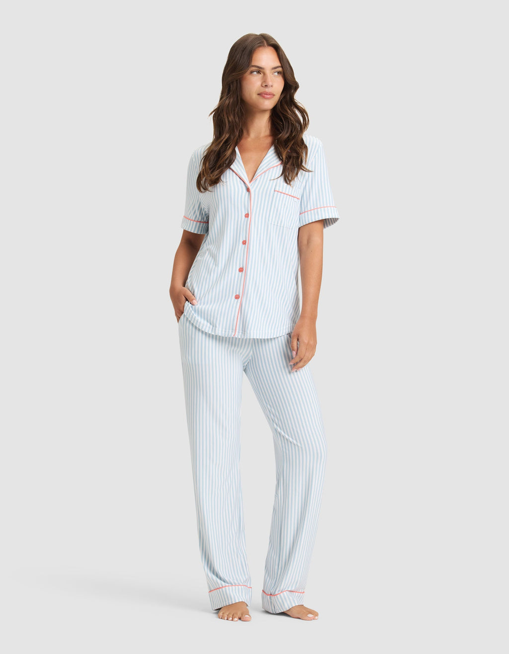 Women's Bamboo Stretch-Knit Short Sleeve & Pant Pajama Set - Last Chance
