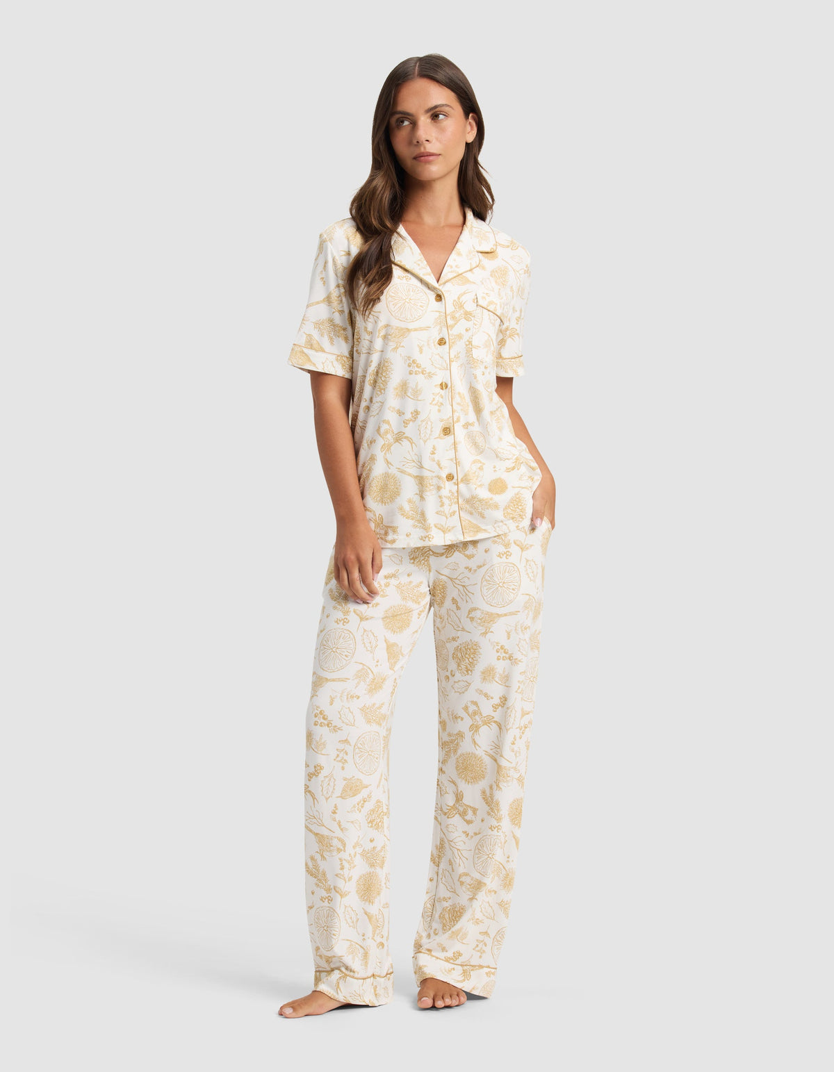 Women's Bamboo Stretch-Knit Short Sleeve & Pant Pajama Set - Last Chance