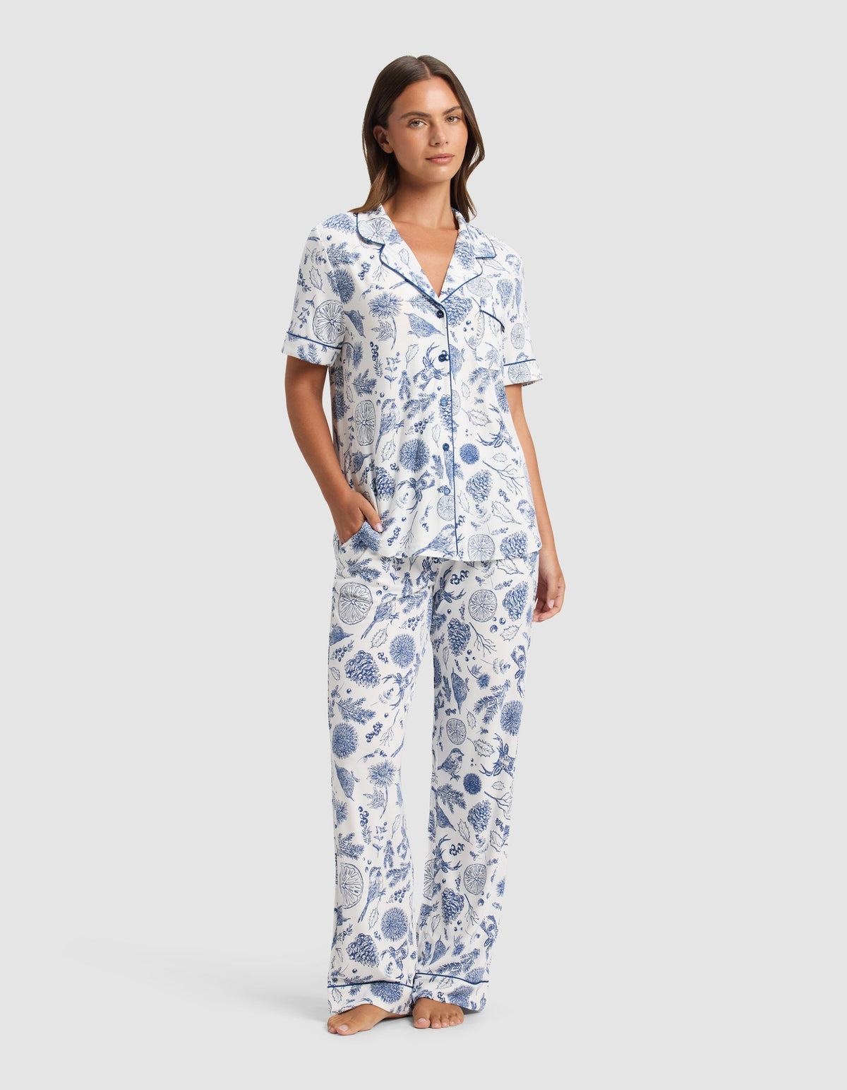 Women's Bamboo Stretch-Knit Short Sleeve & Pant Pajama Set - Last Chance