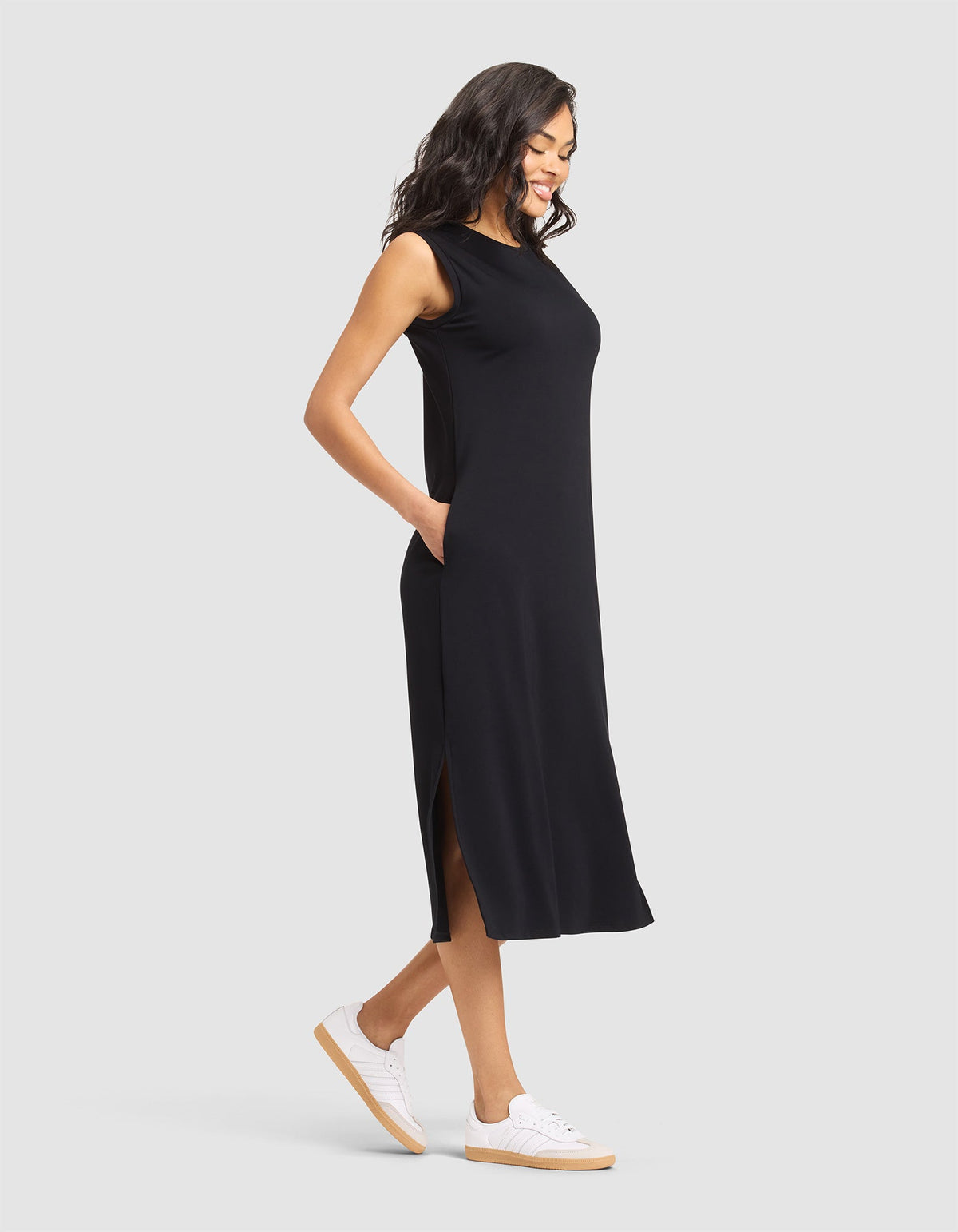 Women's Brushed Bamboo Sleeveless Midi Dress - Last Chance