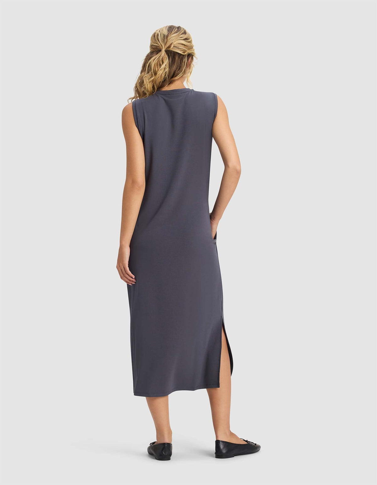 Women's Brushed Bamboo Sleeveless Midi Dress - Last Chance