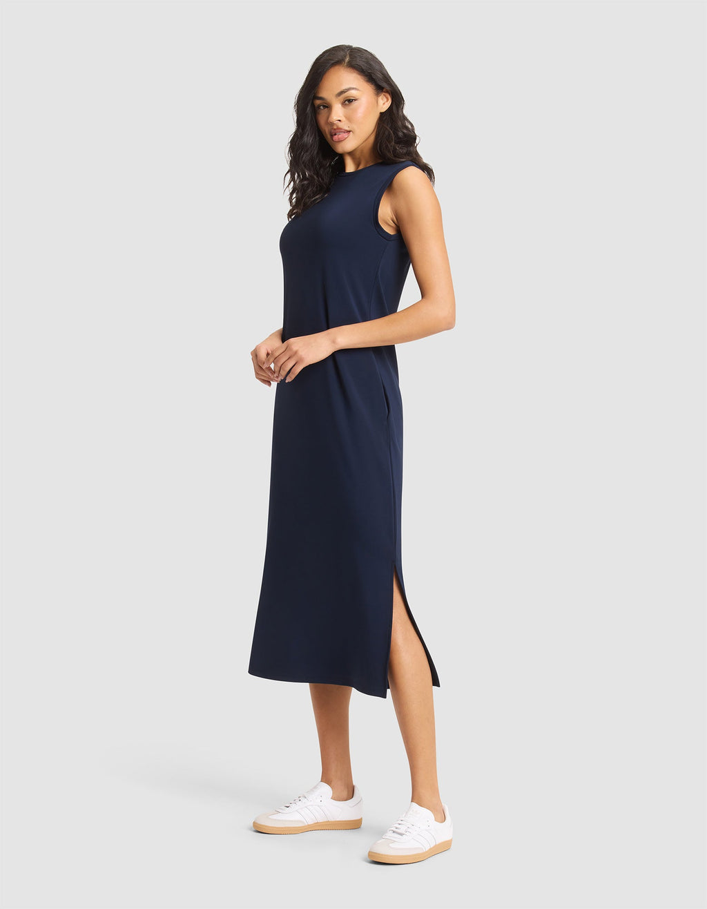 Women's Brushed Bamboo Sleeveless Midi Dress - Last Chance