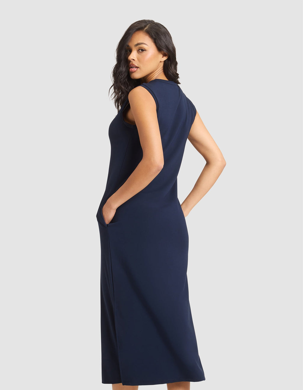 Women's Brushed Bamboo Sleeveless Midi Dress - Last Chance