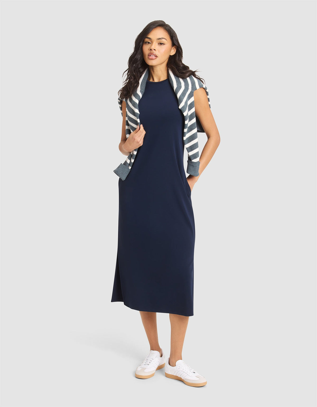 Women's Brushed Bamboo Sleeveless Midi Dress - Last Chance