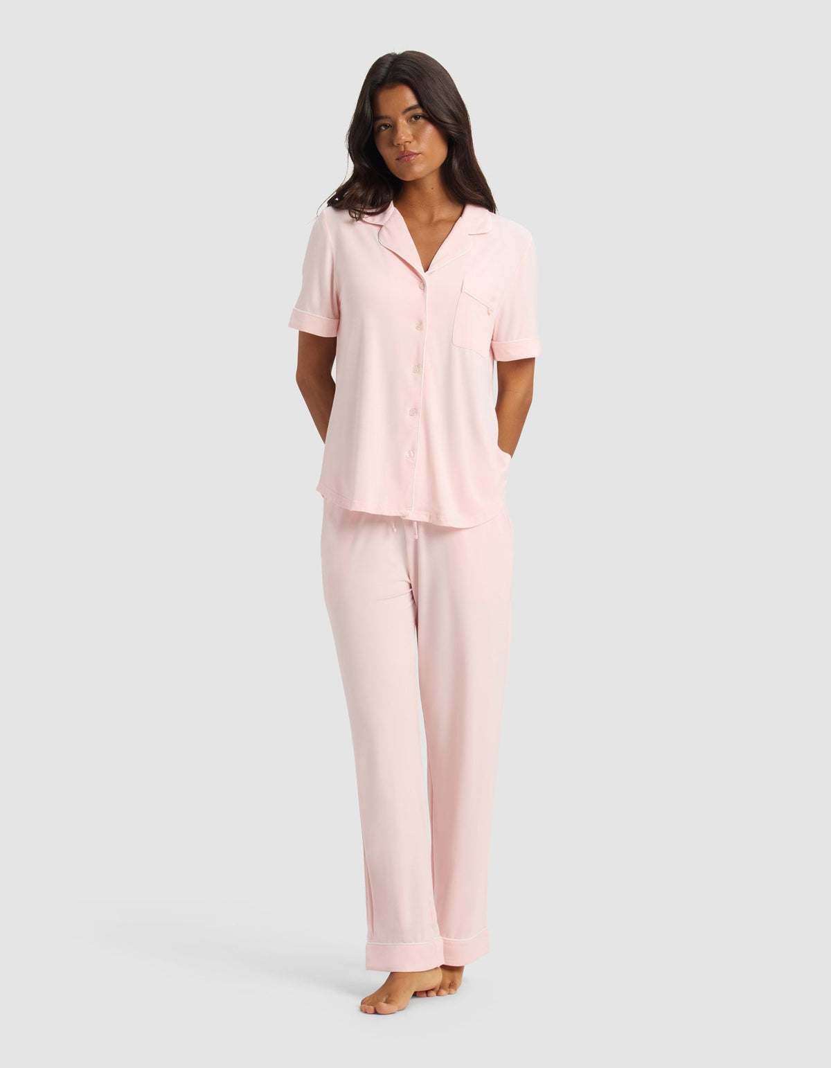 Women's Bamboo Stretch-Knit Short Sleeve & Pant Pajama Set - Last Chance