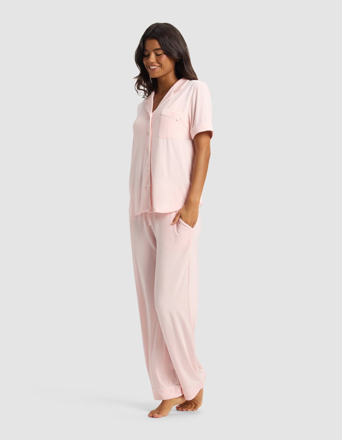 Women's Bamboo Stretch-Knit Short Sleeve & Pant Pajama Set - Last Chance