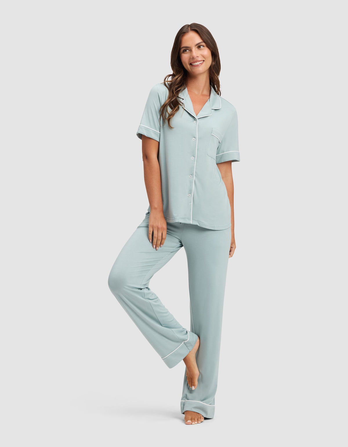 Women's Bamboo Stretch-Knit Short Sleeve & Pant Pajama Set - Last Chance