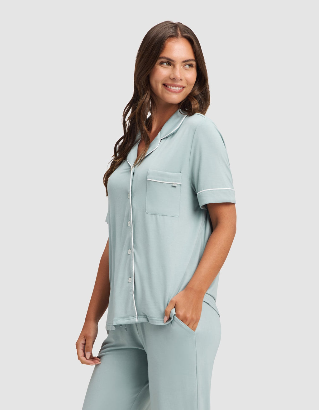 Women's Bamboo Stretch-Knit Short Sleeve & Pant Pajama Set - Last Chance