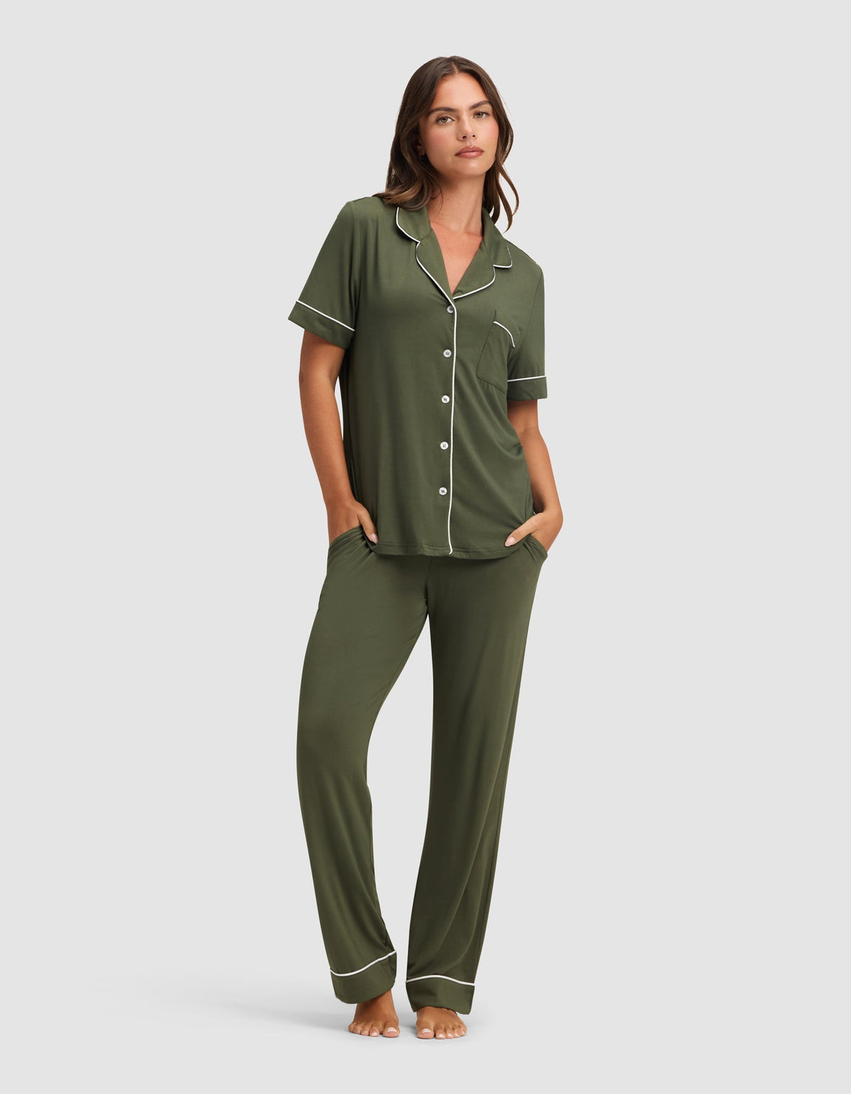 Women's Bamboo Stretch-Knit Short Sleeve & Pant Pajama Set - Last Chance