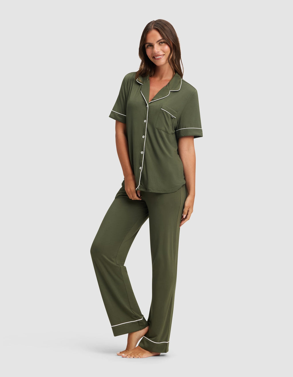 Women's Bamboo Stretch-Knit Short Sleeve & Pant Pajama Set - Last Chance