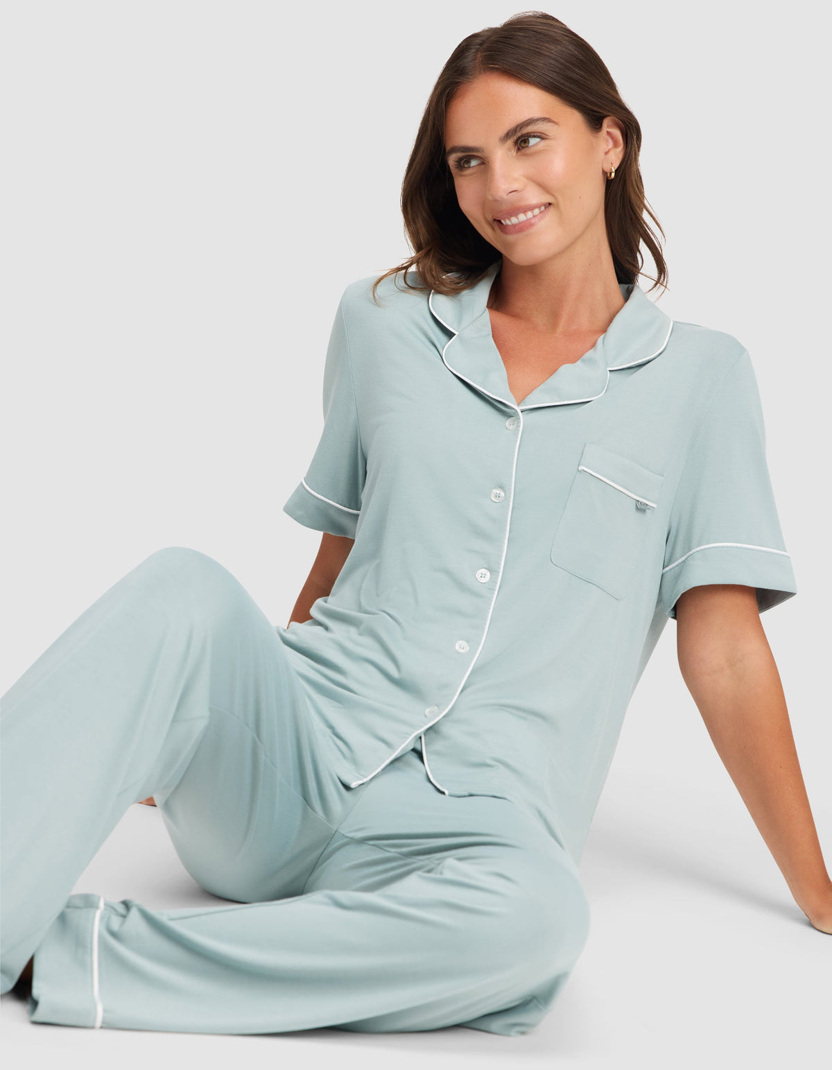 Women's Bamboo Stretch-Knit Short Sleeve & Pant Pajama Set - Last Chance